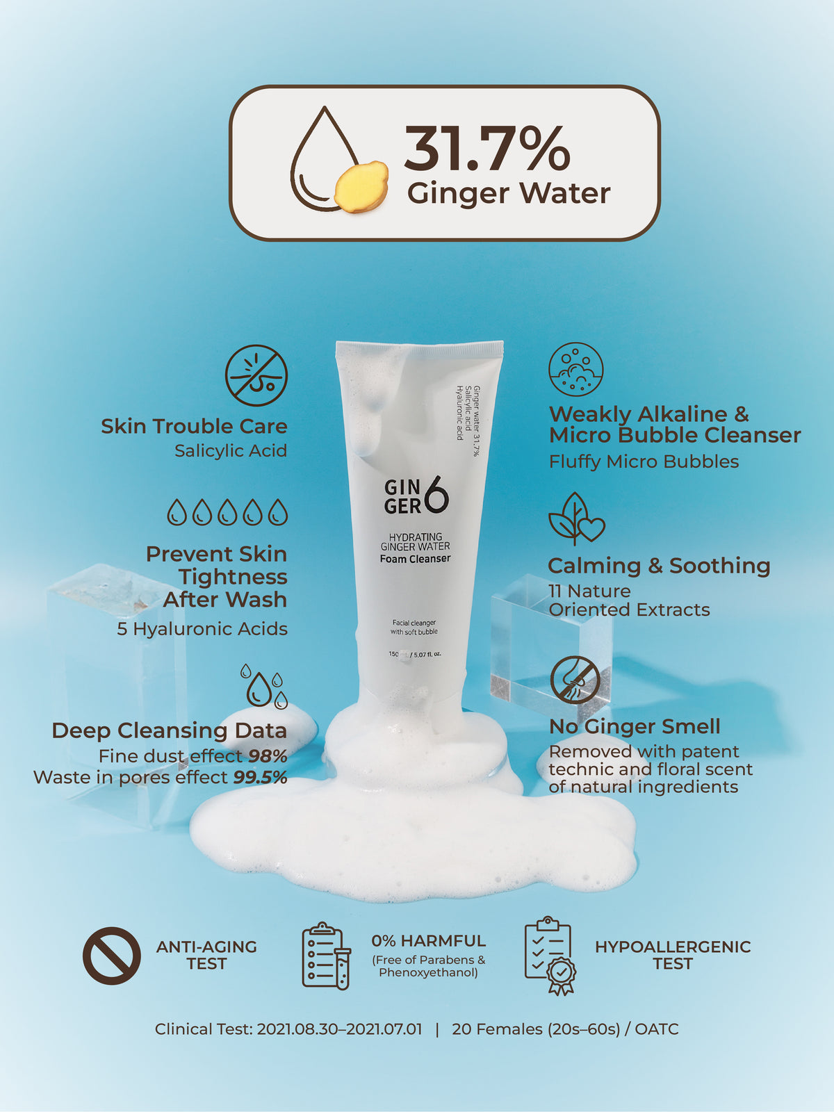 Ginger6 Hydrating Foam cleanser 150ml